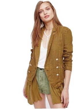 FREE PEOPLE LAYERED RUFFLES MILITARY BLAZER JACKET LINEN
SIZE Small